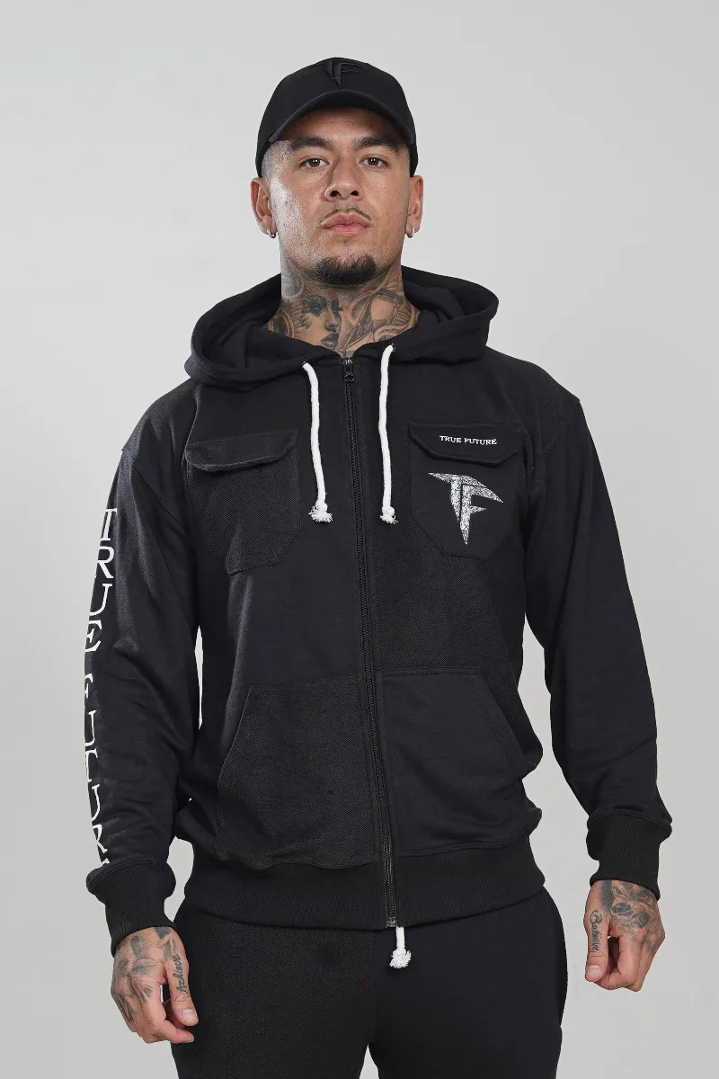 Black Ying Yang Zip Hoodie