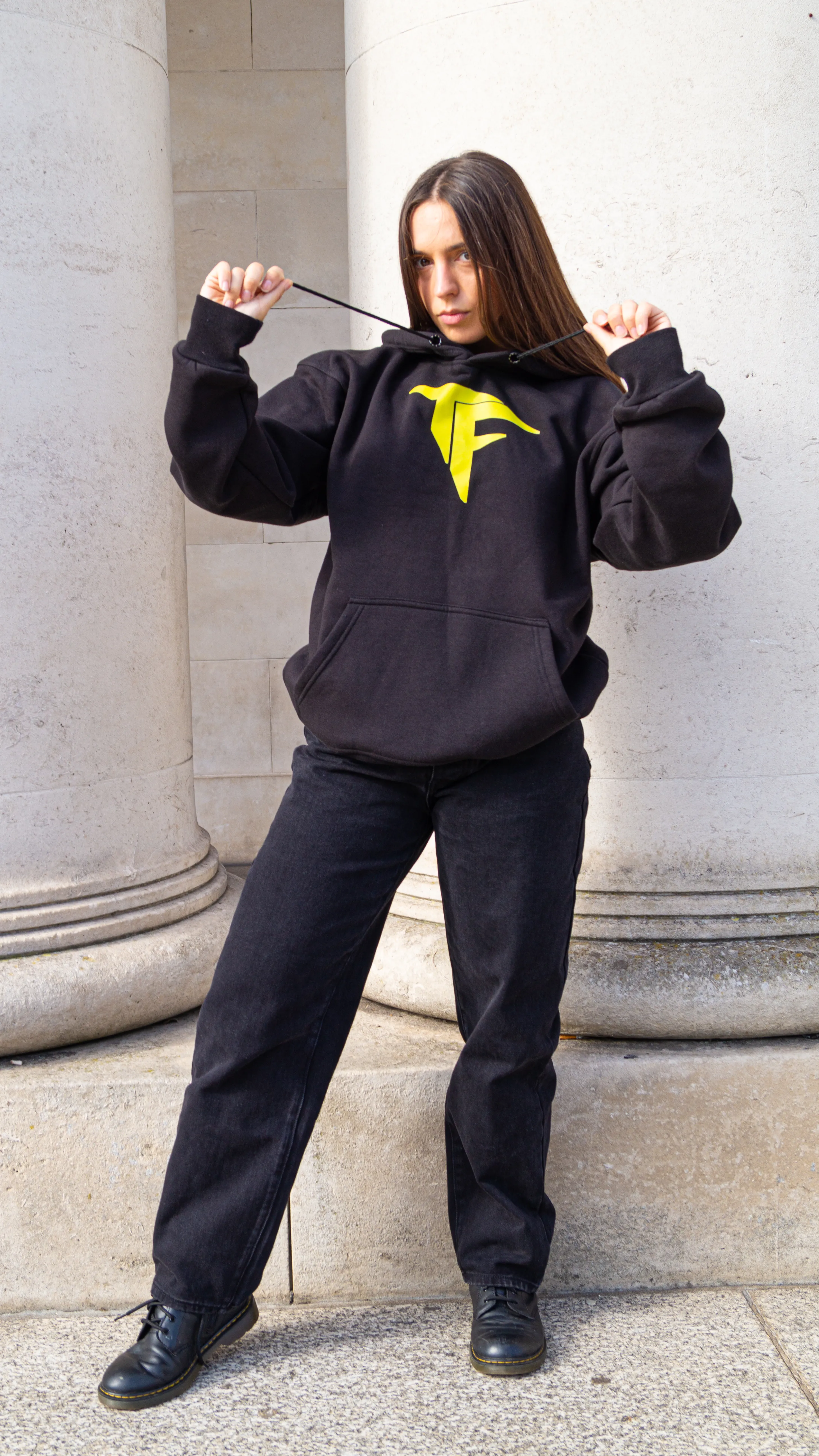 Yellow Back Print Hoodie