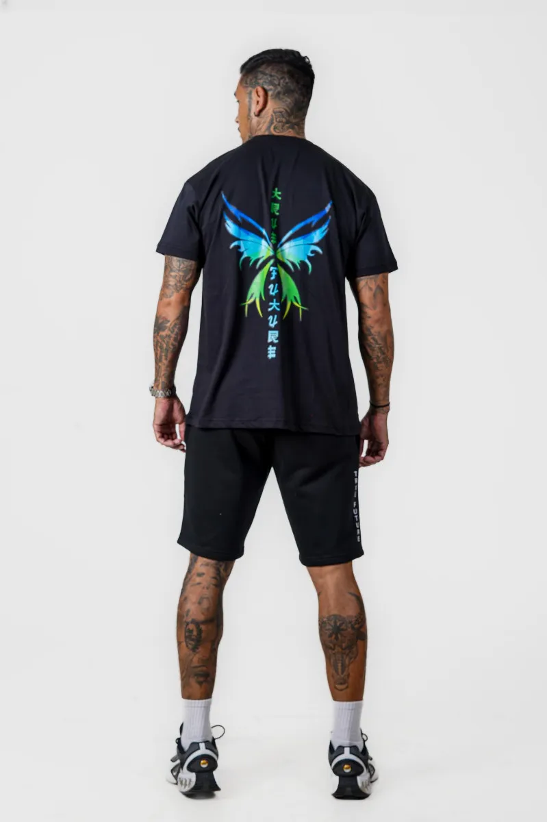 Men Jap Butterfly Oversized T-shirt Black