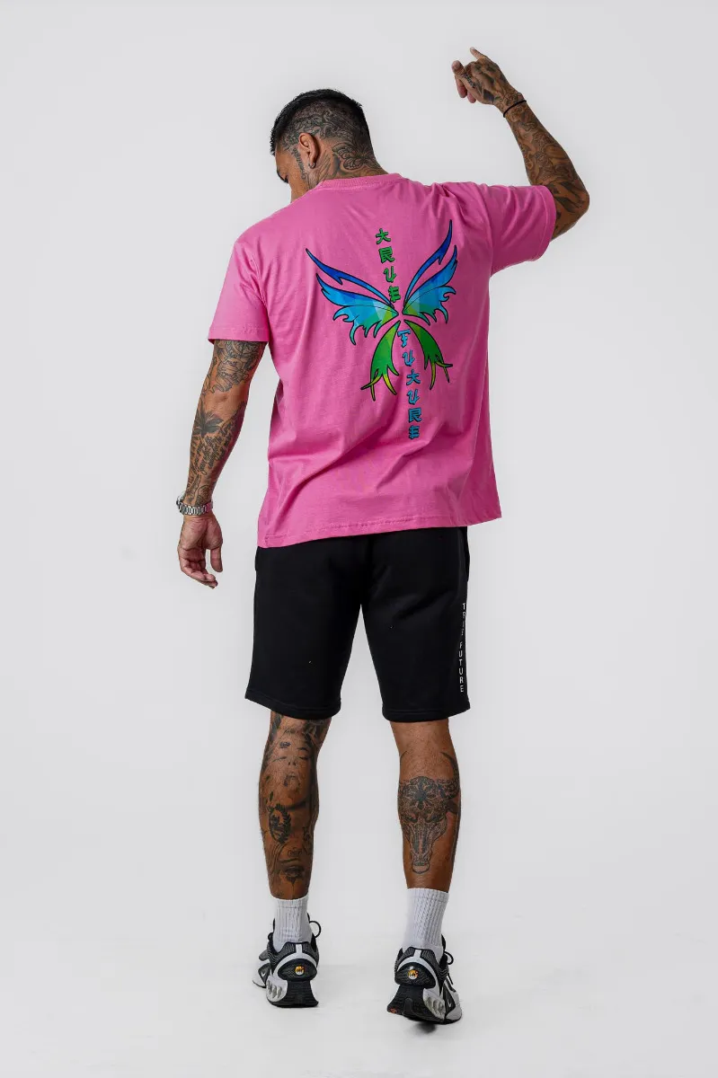 Pink Japanese Butterfly Oversized T-Shirt