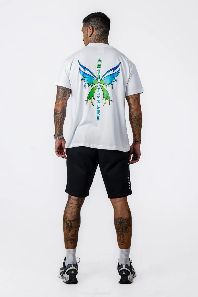 White Japanese Butterfly Oversized T-Shirt
