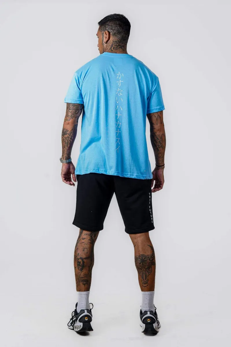 Baby Blue Japanese Writing Oversized T-Shirt