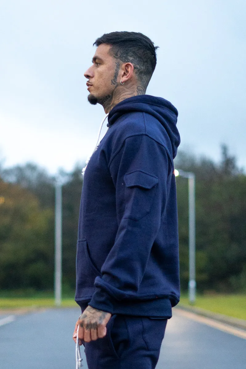Navy Blue Cargo Hoodie