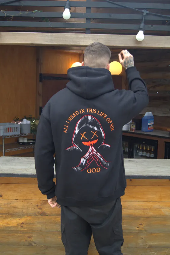 Orange Back Print Hoodie
