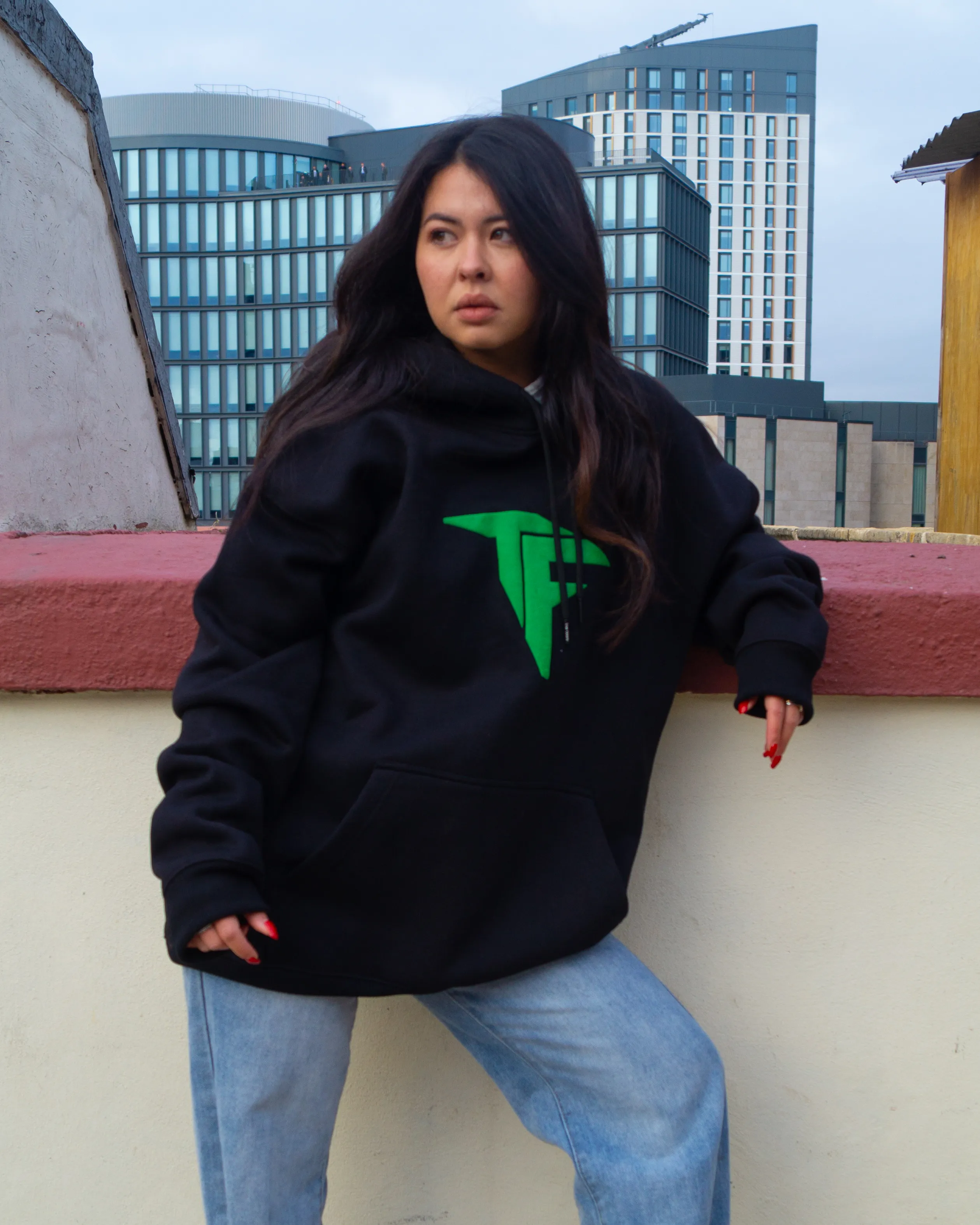 Green Back Print Hoodie
